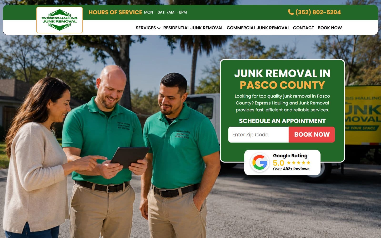 Express Hauling website