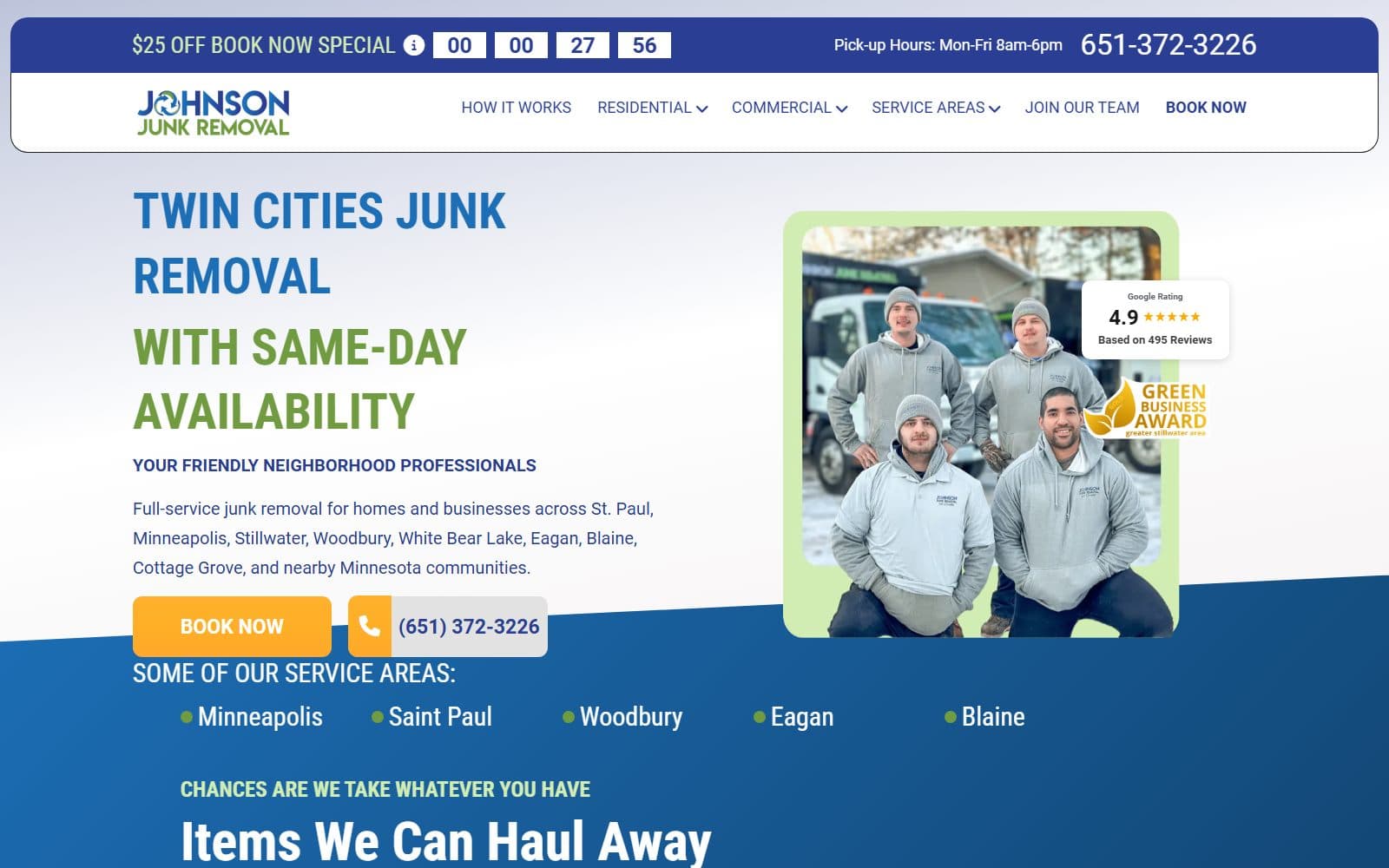 Johnson Junk Removal website