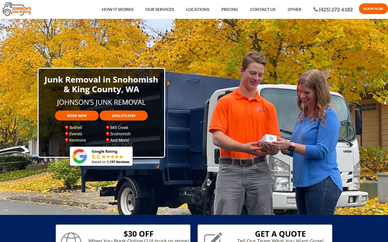 Johnson's Junk Removal website
