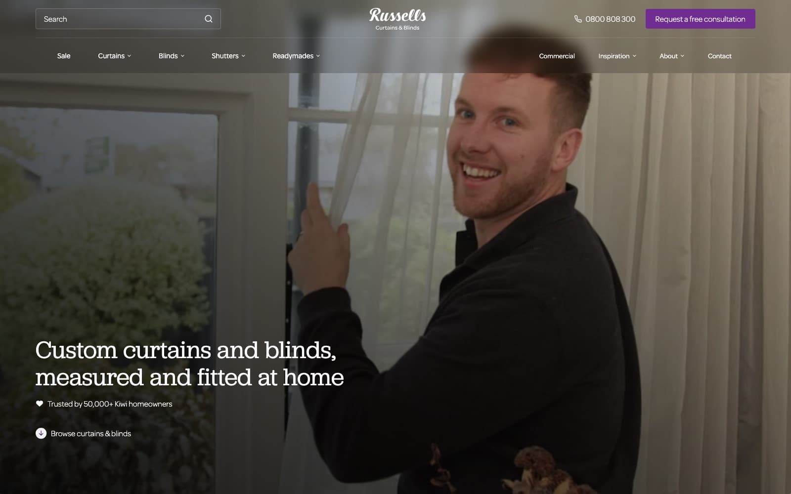 Russells Curtains and Blinds website