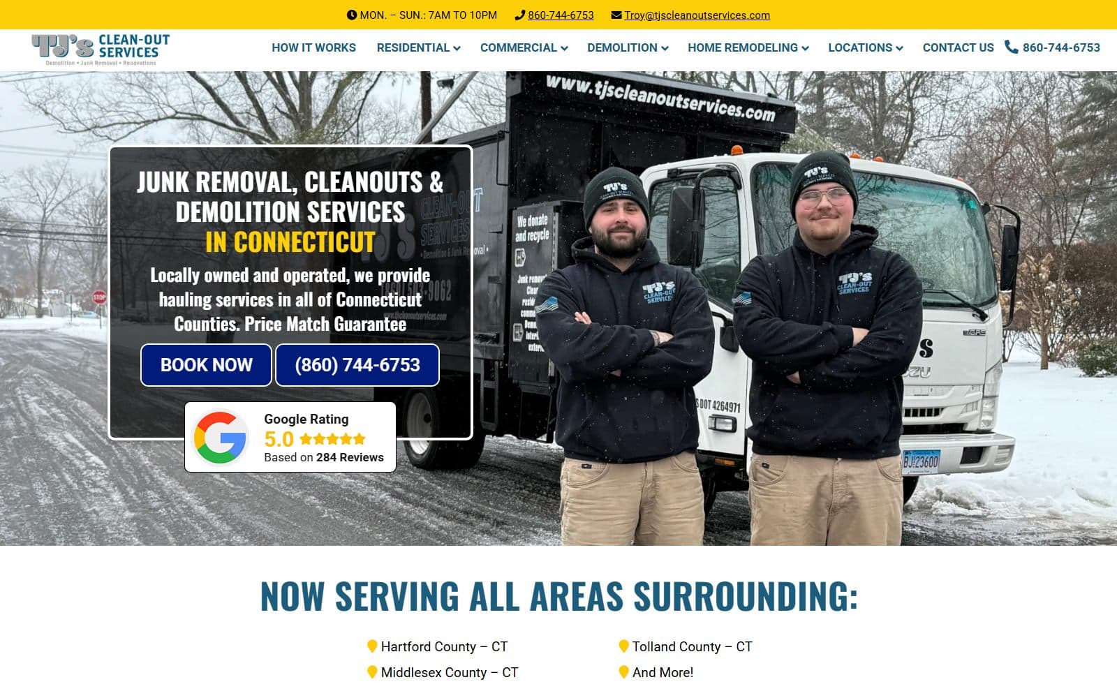 TJ's Cleanouts website