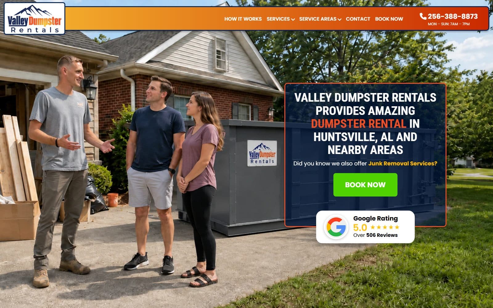 Valley Dumpster Rentals website